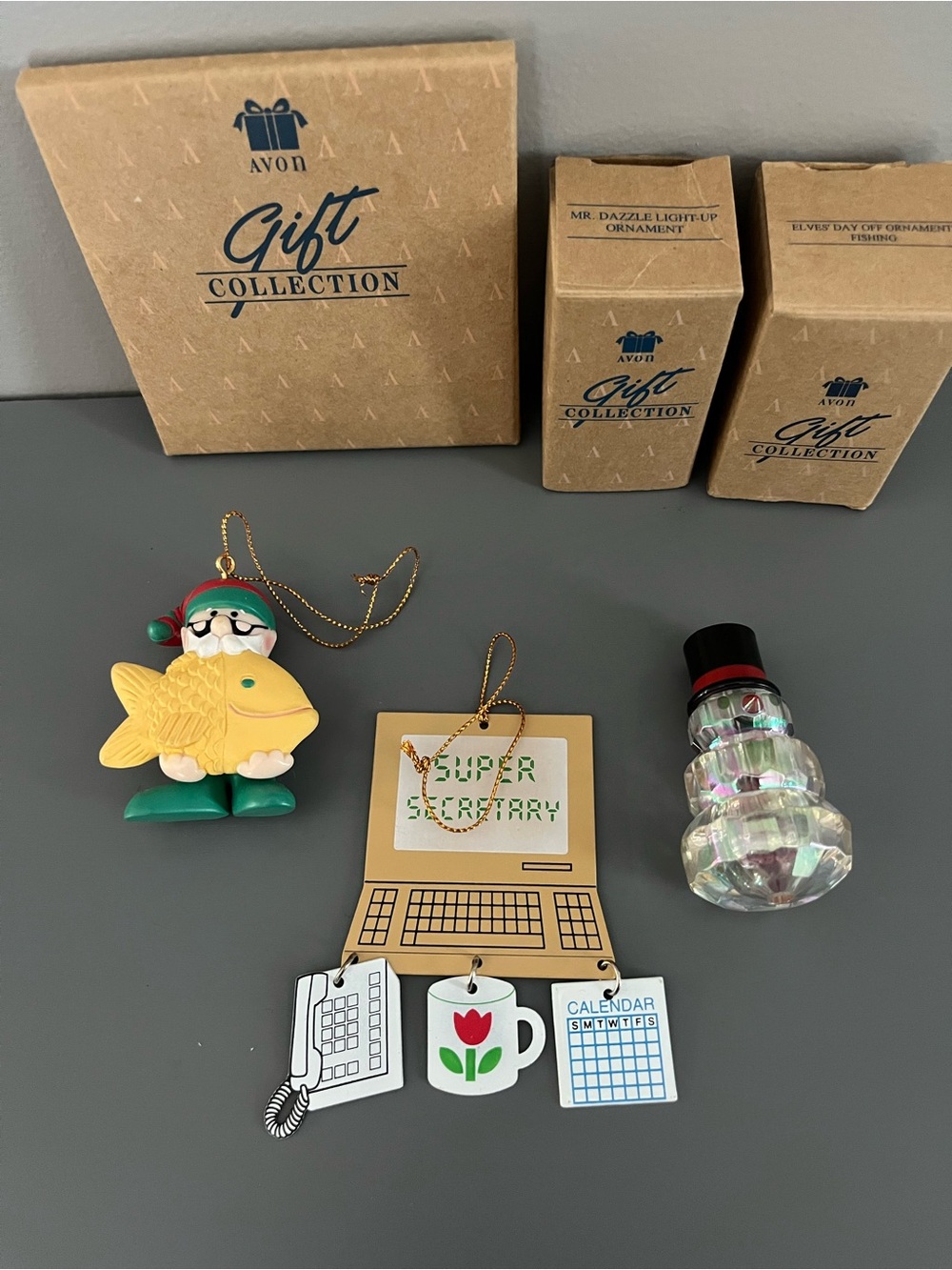 Assorted Vintage Avon Christmas Ornaments, Lot of 3
